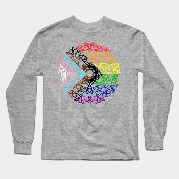 Progress Pride Flag Kaleidoscope Long Sleeve T-Shirt by CipherArt